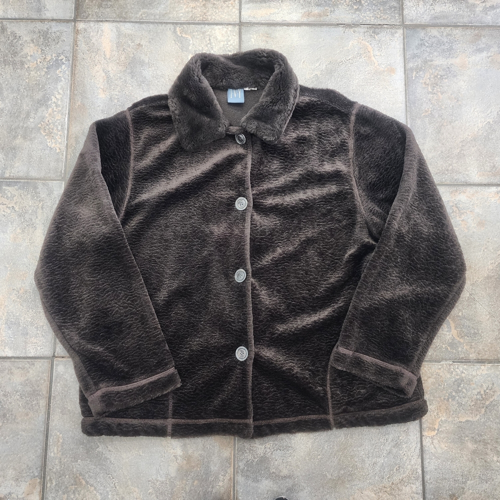 Vintage Y2K Ivy Women's Large Faux Fur Boho Indie Button Up Coat Jacket